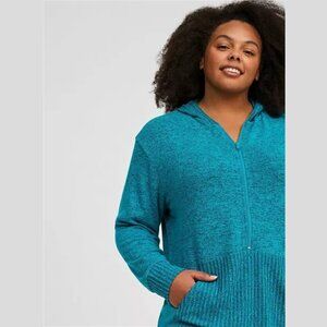 Torrid - Super Soft Plush Hoodie Lounge Dress in Heather Capri Breeze Turquoise‍
